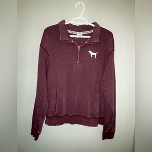 VINTAGE Victoria's Secret PINK Quarter-Zip Sweatshirt With Pink Dog Logo